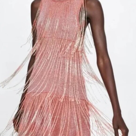 Adorable Zara Beaded Fringe Dress - 20's Flapper Style Updated for Today - M - Picture 2 of 12